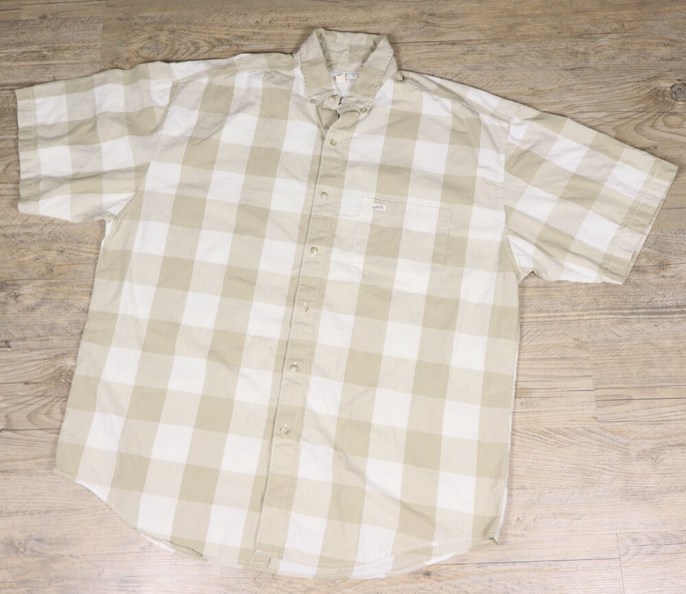 VTG 90s Guess Jeans Buffalo Plaid Button Up Shirt Size XL Gingham Hong Kong